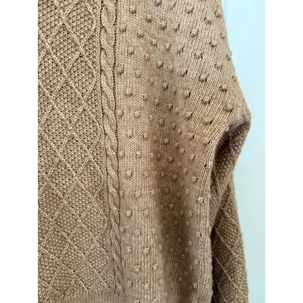Women's Ann Taylor Brown Cable Knit Hoodie Sweater XXL